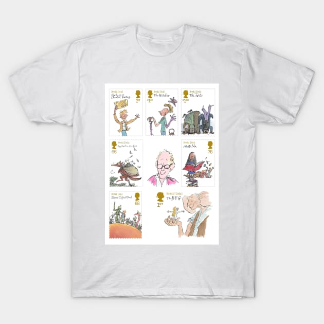 Roald Dahl Stamp collection Art T-Shirt by booksnbobs